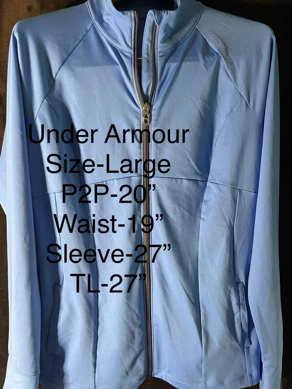 Under Armour Light Blue Women's Zip-Front Long Sleeve Size-Large